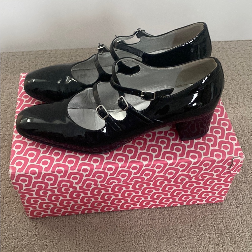Carel Paris Kina Black Patent Leather Mary Jane Pumps